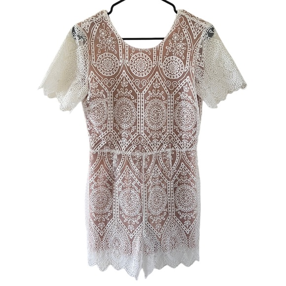 Missguided Pants - Missguided White Lace and Nude Romper